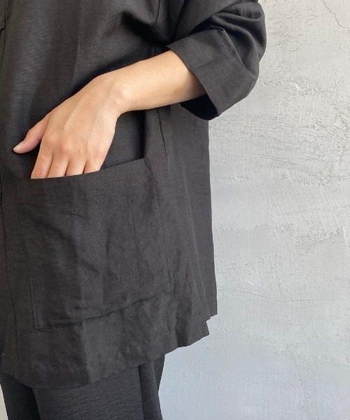 JF Ready Made（ジェイエフレディメイド）の「[Jf Ready Made/ジェイエフレディメイド] リネンオーバーサイズ チャイナシャツジャケット（シャツ/ブラウス・レディース・アイボリー/ブラック/ベージュ/ライトカーキ・F）」の14枚目の写真