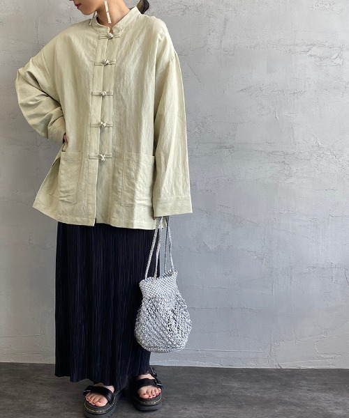 JF Ready Made（ジェイエフレディメイド）の「[Jf Ready Made/ジェイエフレディメイド] リネンオーバーサイズ チャイナシャツジャケット（シャツ/ブラウス・レディース・アイボリー/ブラック/ベージュ/ライトカーキ・F）」の17枚目の写真