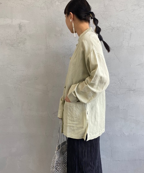 JF Ready Made（ジェイエフレディメイド）の「[Jf Ready Made/ジェイエフレディメイド] リネンオーバーサイズ チャイナシャツジャケット（シャツ/ブラウス・レディース・アイボリー/ブラック/ベージュ/ライトカーキ・F）」の11枚目の写真