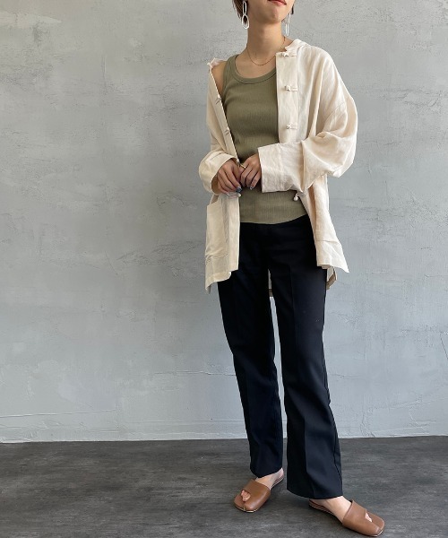 JF Ready Made（ジェイエフレディメイド）の「[Jf Ready Made/ジェイエフレディメイド] リネンオーバーサイズ チャイナシャツジャケット（シャツ/ブラウス・レディース・アイボリー/ブラック/ベージュ/ライトカーキ・F）」の12枚目の写真