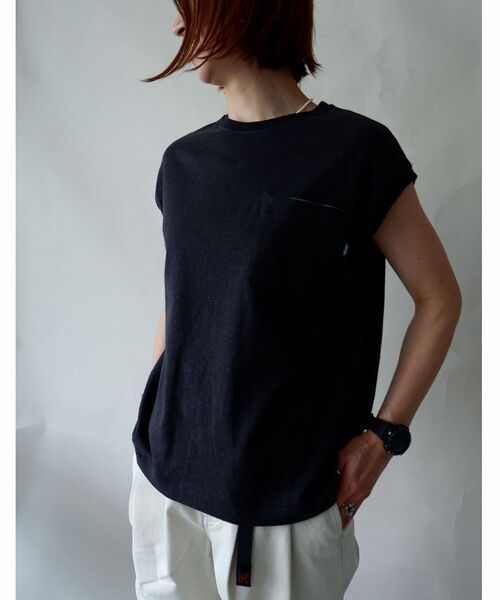 MANASTASH（マナスタッシュ）の「MANASTASH/マナスタッシュ　HEMP SLEEVELESS TEE ヘンプスリーブレスティー（Tシャツ/カットソー・レディース・ブラック/ナチュラル/オレンジ系その他・MEDIUM）」の2枚目の写真
