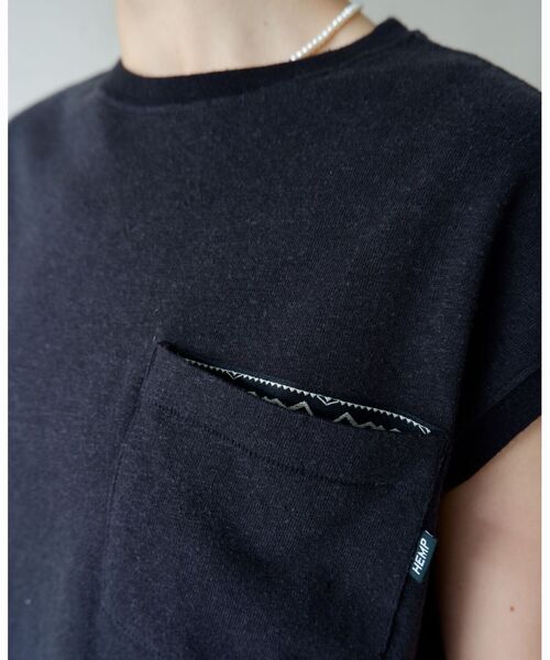 MANASTASH（マナスタッシュ）の「MANASTASH/マナスタッシュ　HEMP SLEEVELESS TEE ヘンプスリーブレスティー（Tシャツ/カットソー・レディース・ブラック/ナチュラル/オレンジ系その他・MEDIUM）」の7枚目の写真