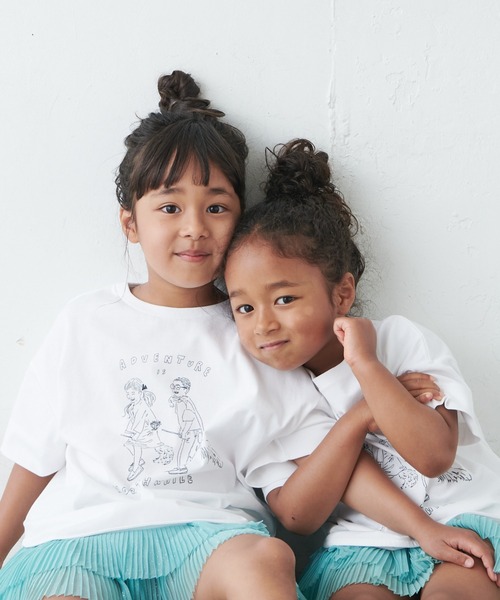 PUAL CE CIN（ピュアルセシン）の「【WEB限定】KIDSオーガニックコットンガス焼きプリントTシャツ（Tシャツ/カットソー・キッズ・ブラック/グレー/ホワイト系その他/ホワイト系その他2・M/L）」の2枚目の写真