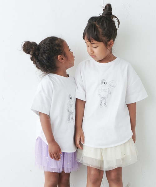 PUAL CE CIN（ピュアルセシン）の「【WEB限定】KIDSオーガニックコットンガス焼きプリントTシャツ（Tシャツ/カットソー・キッズ・ブラック/グレー/ホワイト系その他/ホワイト系その他2・M/L）」の3枚目の写真