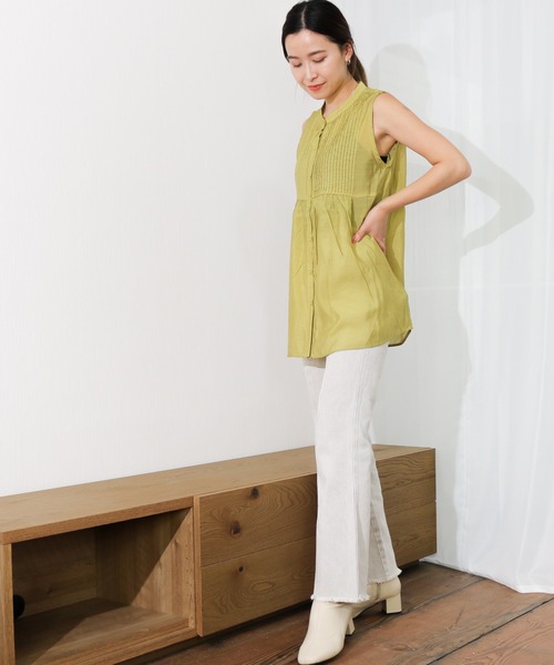 Per sist ence(パーシエンス)の「Per sist ence/パーシエンス ピンタックノースリーブシャツ(シャツ/ブラウス・レディース・オフホワイト/カーキ/ブラック・FREE)」の14枚目の写真