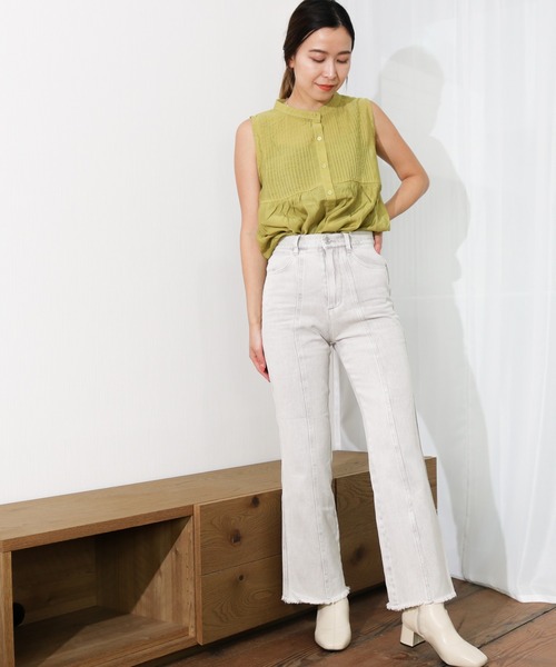 Per sist ence(パーシエンス)の「Per sist ence/パーシエンス ピンタックノースリーブシャツ(シャツ/ブラウス・レディース・オフホワイト/カーキ/ブラック・FREE)」の10枚目の写真