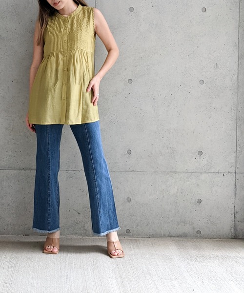 Per sist ence(パーシエンス)の「Per sist ence/パーシエンス ピンタックノースリーブシャツ(シャツ/ブラウス・レディース・オフホワイト/カーキ/ブラック・FREE)」の20枚目の写真