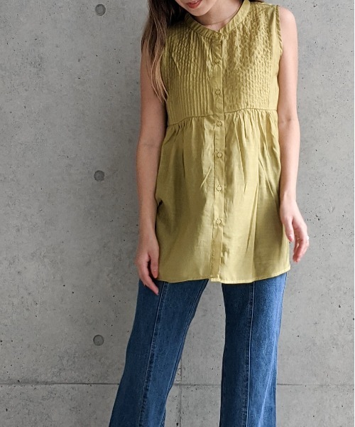 Per sist ence(パーシエンス)の「Per sist ence/パーシエンス ピンタックノースリーブシャツ(シャツ/ブラウス・レディース・オフホワイト/カーキ/ブラック・FREE)」の19枚目の写真