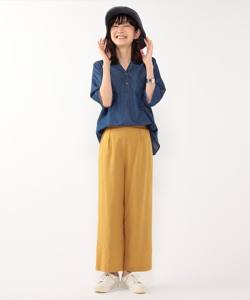 Petit Honfleur（プチオンフルール）の「透かし編みペーパーハット（ハット・レディース・ベージュ/ネイビー・フリー）」の9枚目の写真