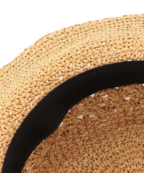 Petit Honfleur（プチオンフルール）の「透かし編みペーパーハット（ハット・レディース・ベージュ/ネイビー・フリー）」の4枚目の写真