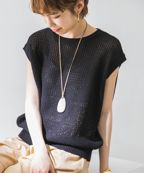 URBAN RESEARCH（アーバンリサーチ）の「メッシュニットプルオーバー（ニット/セーター・レディース・ブラウン系その他/ブラック/ベージュ・FREE）」の2枚目の写真