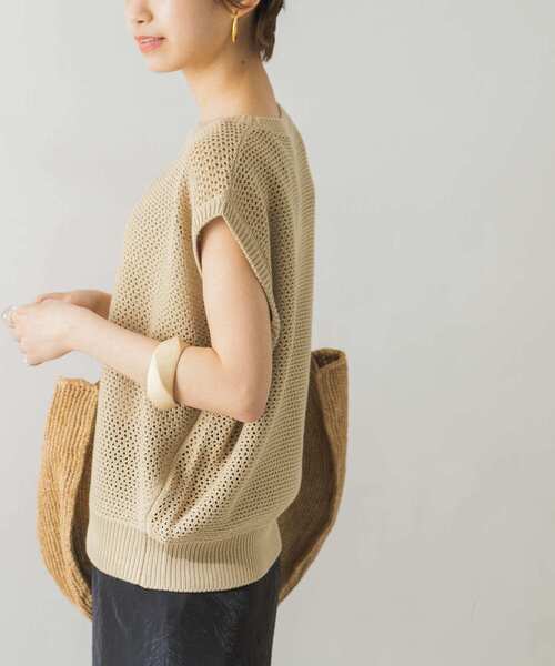 URBAN RESEARCH（アーバンリサーチ）の「メッシュニットプルオーバー（ニット/セーター・レディース・ブラウン系その他/ブラック/ベージュ・FREE）」の21枚目の写真