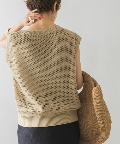 URBAN RESEARCH（アーバンリサーチ）の「メッシュニットプルオーバー（ニット/セーター・レディース・ブラウン系その他/ブラック/ベージュ・FREE）」の20枚目の写真