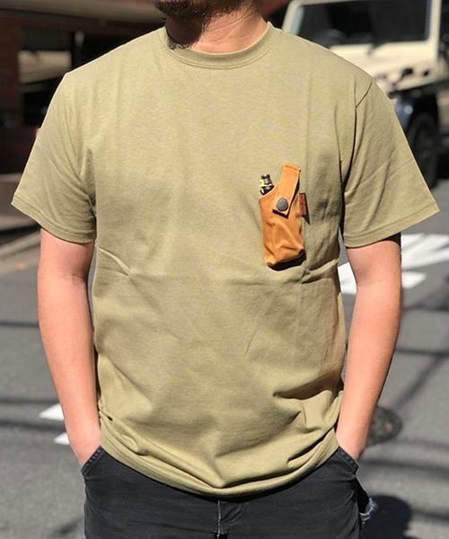 grn（ジーアールエヌ）の「grn outdoor ジーアールエヌ アウトドア HIASOBI CAMPER S/S TEE tシャツ 難燃加工（Tシャツ/カットソー・メンズ・オリーブ/ホワイト・MEDIUM/LARGE/X-LARGE）」の2枚目の写真