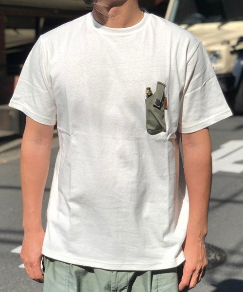 grn（ジーアールエヌ）の「grn outdoor ジーアールエヌ アウトドア HIASOBI CAMPER S/S TEE tシャツ 難燃加工（Tシャツ/カットソー・メンズ・オリーブ/ホワイト・MEDIUM/LARGE/X-LARGE）」の6枚目の写真