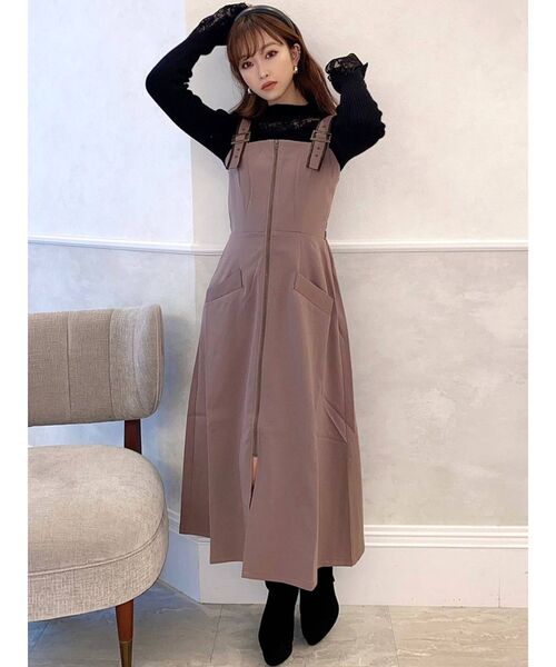 RESEXXY（リゼクシー）の「レザーパイピングジャンスカ（ジャンパースカート・レディース・ブラック/ベージュ/ブラウン・FREE）」の13枚目の写真