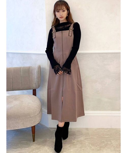 RESEXXY（リゼクシー）の「レザーパイピングジャンスカ（ジャンパースカート・レディース・ブラック/ベージュ/ブラウン・FREE）」の11枚目の写真