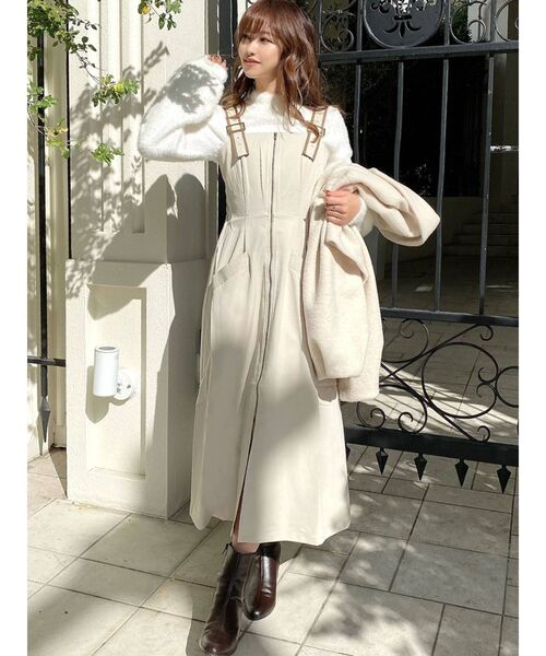 RESEXXY（リゼクシー）の「レザーパイピングジャンスカ（ジャンパースカート・レディース・ブラック/ベージュ/ブラウン・FREE）」の7枚目の写真