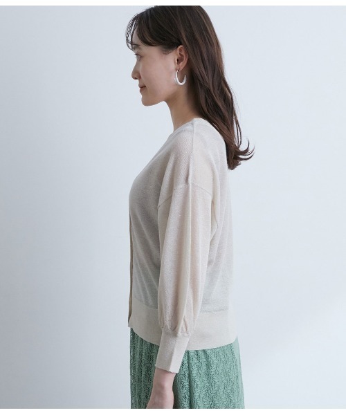 VIS(ビス)の「【前後2WAY】ラメシアー7分ボリューム袖カーディガン(カーディガン/ボレロ・レディース・ホワイト/ベージュ/ネイビー/ピンク/ブラック/パープル・FREE)」の8枚目の写真