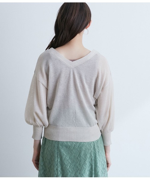 VIS(ビス)の「【前後2WAY】ラメシアー7分ボリューム袖カーディガン(カーディガン/ボレロ・レディース・ホワイト/ベージュ/ネイビー/ピンク/ブラック/パープル・FREE)」の9枚目の写真