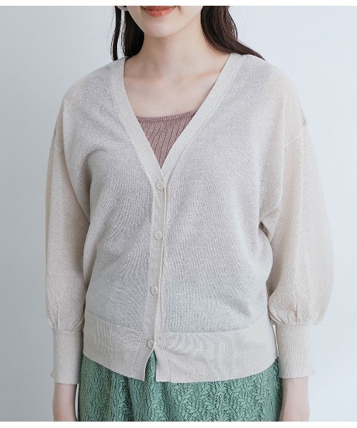 VIS(ビス)の「【前後2WAY】ラメシアー7分ボリューム袖カーディガン(カーディガン/ボレロ・レディース・ホワイト/ベージュ/ネイビー/ピンク/ブラック/パープル・FREE)」の11枚目の写真