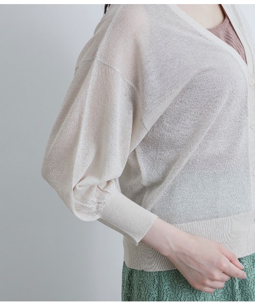 VIS(ビス)の「【前後2WAY】ラメシアー7分ボリューム袖カーディガン(カーディガン/ボレロ・レディース・ホワイト/ベージュ/ネイビー/ピンク/ブラック/パープル・FREE)」の12枚目の写真