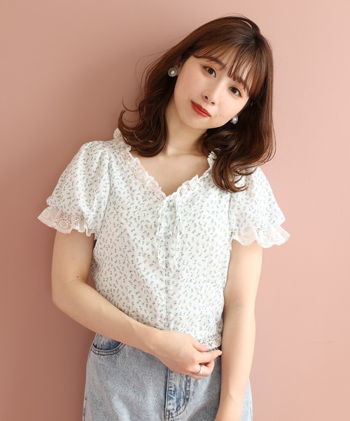 one after another NICE CLAUP(ワンアフターアナザーナイスクラップ)の「チロルブラウス(シャツ/ブラウス・レディース・オフホワイト/ホワイト×ブルー/ホワイト×ピンク/レモンイエロー・FREE)」の19枚目の写真
