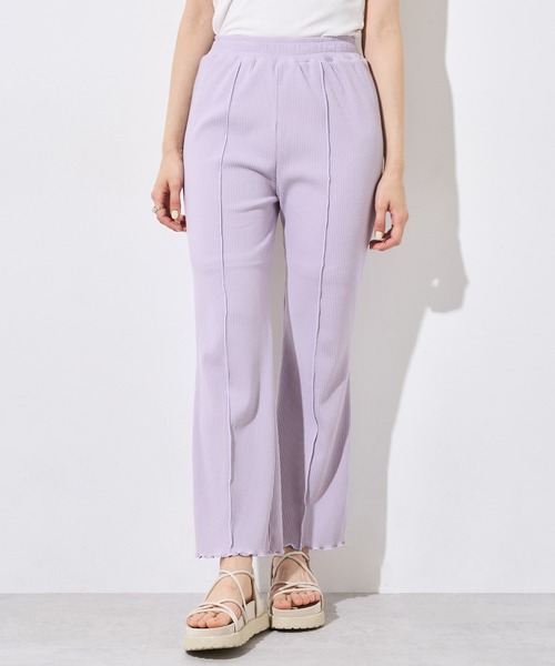 OLIVE des OLIVE(オリーブデオリーブ)の「リブフレアパンツ(その他パンツ・レディース・オフホワイト/ライトブラウン/ミント/ラベンダー・FREE)」の4枚目の写真