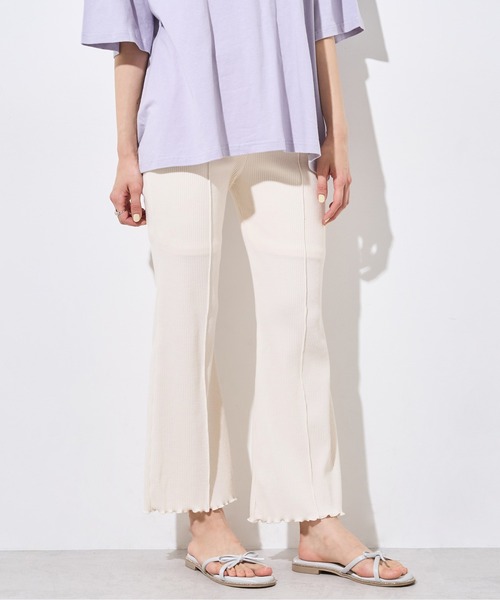 OLIVE des OLIVE(オリーブデオリーブ)の「リブフレアパンツ(その他パンツ・レディース・オフホワイト/ライトブラウン/ミント/ラベンダー・FREE)」の5枚目の写真