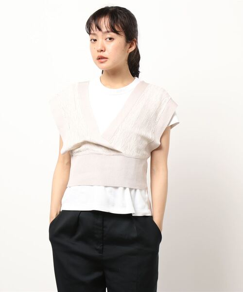 KOBE LETTUCE（コウベレタス）の「ジャガードニットビスチェトップス（ニット/セーター・レディース・モカ/ベージュ系その他/ブルー系その他・FREE）」の2枚目の写真