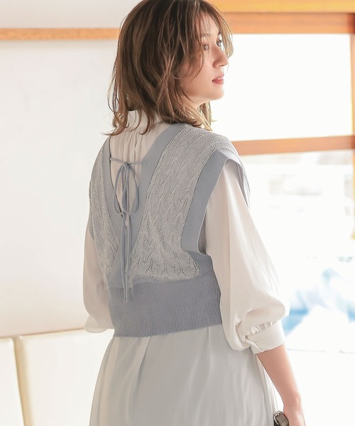 KOBE LETTUCE（コウベレタス）の「ジャガードニットビスチェトップス（ニット/セーター・レディース・モカ/ベージュ系その他/ブルー系その他・FREE）」の3枚目の写真