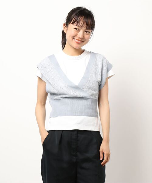 KOBE LETTUCE（コウベレタス）の「ジャガードニットビスチェトップス（ニット/セーター・レディース・モカ/ベージュ系その他/ブルー系その他・FREE）」の9枚目の写真