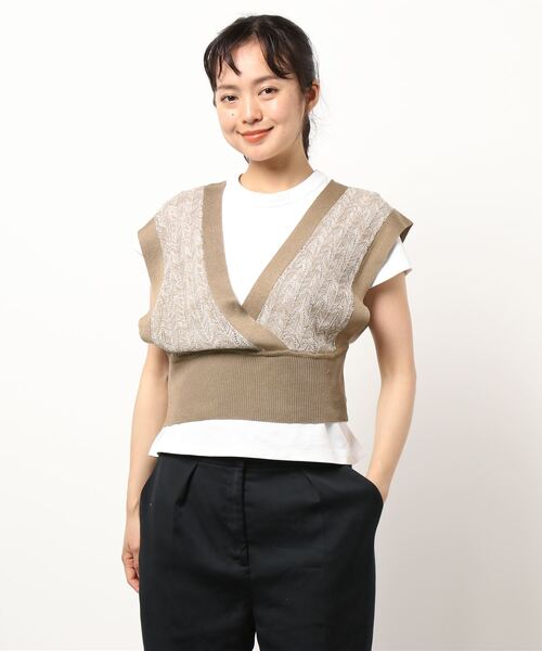 KOBE LETTUCE（コウベレタス）の「ジャガードニットビスチェトップス（ニット/セーター・レディース・モカ/ベージュ系その他/ブルー系その他・FREE）」の6枚目の写真
