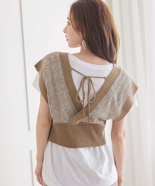 KOBE LETTUCE（コウベレタス）の「ジャガードニットビスチェトップス（ニット/セーター・レディース・モカ/ベージュ系その他/ブルー系その他・FREE）」の7枚目の写真