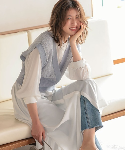 KOBE LETTUCE（コウベレタス）の「ジャガードニットビスチェトップス（ニット/セーター・レディース・モカ/ベージュ系その他/ブルー系その他・FREE）」の4枚目の写真