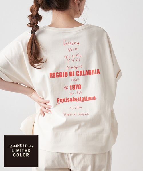 PUAL CE CIN（ピュアルセシン）の「【WEB限定カラーあり】擬麻加工天竺バックプリントショートスリーブ（Tシャツ/カットソー・レディース・ホワイト/チャコール/ベージュ/ナチュラル・FREE）」の4枚目の写真