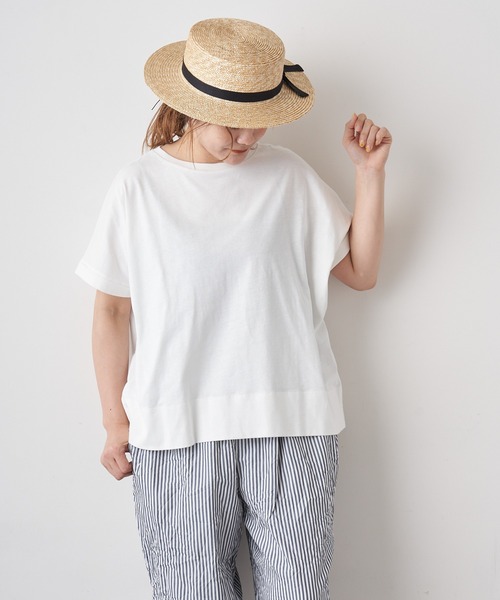 PUAL CE CIN（ピュアルセシン）の「【WEB限定カラーあり】擬麻加工天竺バックプリントショートスリーブ（Tシャツ/カットソー・レディース・ホワイト/チャコール/ベージュ/ナチュラル・FREE）」の9枚目の写真