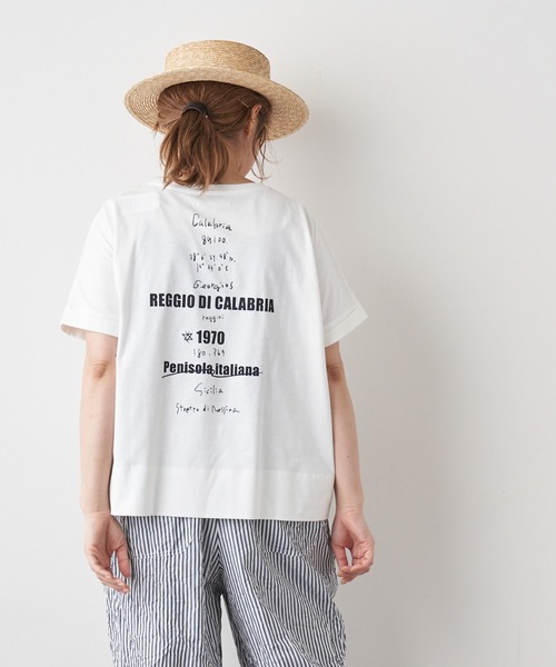 PUAL CE CIN（ピュアルセシン）の「【WEB限定カラーあり】擬麻加工天竺バックプリントショートスリーブ（Tシャツ/カットソー・レディース・ホワイト/チャコール/ベージュ/ナチュラル・FREE）」の15枚目の写真