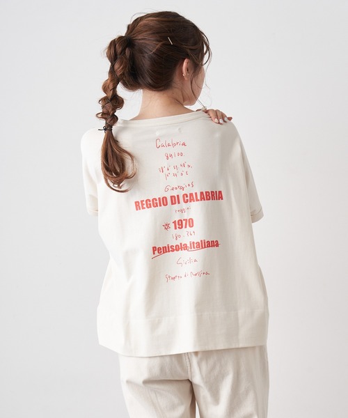 PUAL CE CIN（ピュアルセシン）の「【WEB限定カラーあり】擬麻加工天竺バックプリントショートスリーブ（Tシャツ/カットソー・レディース・ホワイト/チャコール/ベージュ/ナチュラル・FREE）」の16枚目の写真
