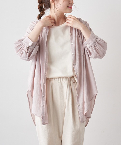 PUAL CE CIN（ピュアルセシン）の「【WEB限定カラーあり】擬麻加工天竺バックプリントショートスリーブ（Tシャツ/カットソー・レディース・ホワイト/チャコール/ベージュ/ナチュラル・FREE）」の17枚目の写真