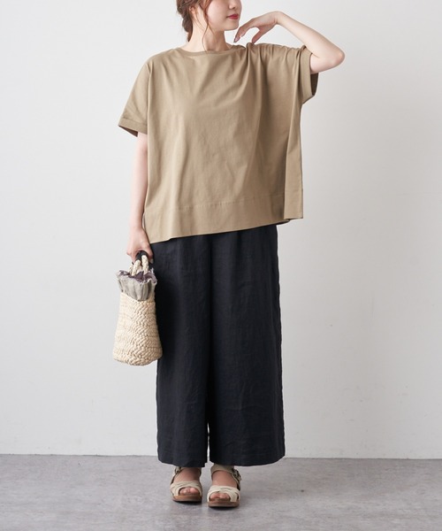 PUAL CE CIN（ピュアルセシン）の「【WEB限定カラーあり】擬麻加工天竺バックプリントショートスリーブ（Tシャツ/カットソー・レディース・ホワイト/チャコール/ベージュ/ナチュラル・FREE）」の22枚目の写真