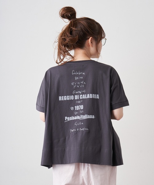 PUAL CE CIN（ピュアルセシン）の「【WEB限定カラーあり】擬麻加工天竺バックプリントショートスリーブ（Tシャツ/カットソー・レディース・ホワイト/チャコール/ベージュ/ナチュラル・FREE）」の12枚目の写真
