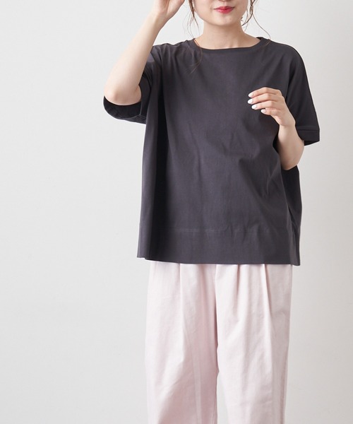 PUAL CE CIN（ピュアルセシン）の「【WEB限定カラーあり】擬麻加工天竺バックプリントショートスリーブ（Tシャツ/カットソー・レディース・ホワイト/チャコール/ベージュ/ナチュラル・FREE）」の7枚目の写真