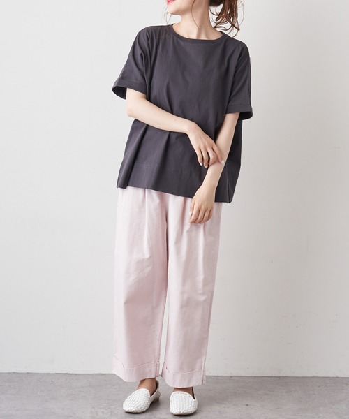 PUAL CE CIN（ピュアルセシン）の「【WEB限定カラーあり】擬麻加工天竺バックプリントショートスリーブ（Tシャツ/カットソー・レディース・ホワイト/チャコール/ベージュ/ナチュラル・FREE）」の19枚目の写真