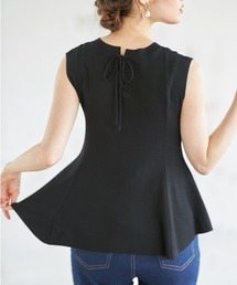 tocco closet | バックレースアップデザイン接触冷感ペプラムリブニットプルオーバー(ニット/セーター)