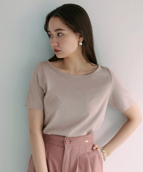 TINA:JOJUN(ティーナジョジュン)の「ボートネック 半袖Tシャツ TINA:JOJUN(Tシャツ/カットソー・レディース・ホワイト/グレイッシュベージュ/ライトブルーグレー/ブラック・M)」の20枚目の写真