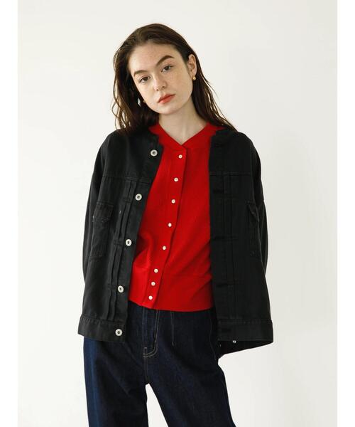 koe(コエ)の「ショート丈リブカーディガン*(カーディガン/ボレロ・レディース・アイボリー/ブラック/レッド・FREE)」の16枚目の写真