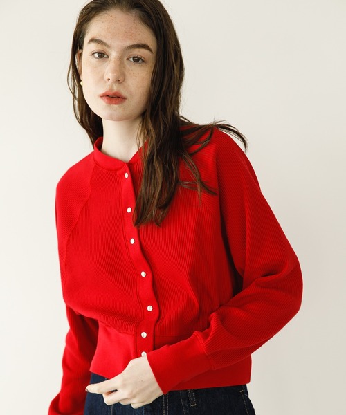 koe(コエ)の「ショート丈リブカーディガン*(カーディガン/ボレロ・レディース・アイボリー/ブラック/レッド・FREE)」の3枚目の写真