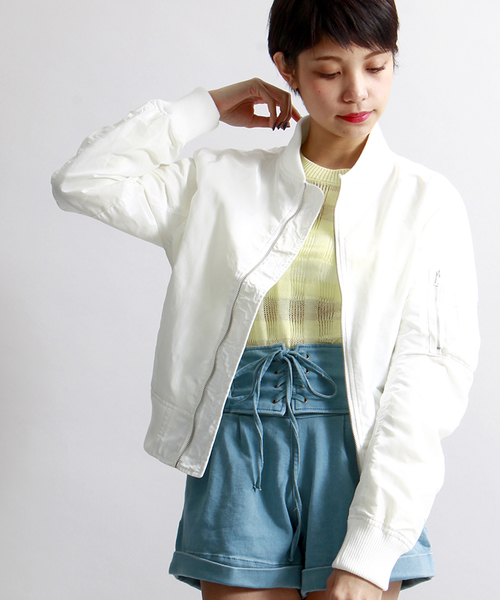 WEGO（ウィゴー）の「WEGO/MA-1（ミリタリージャケット・レディース・ホワイト/ブラック/カーキ・FREE）」の17枚目の写真