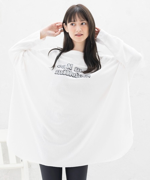 MILKFED.（ミルクフェド）の「ZEBRA LOGO BIG TOP（Tシャツ/カットソー・レディース・ホワイト/チャコール/オレンジ・ONE SIZE）」の2枚目の写真